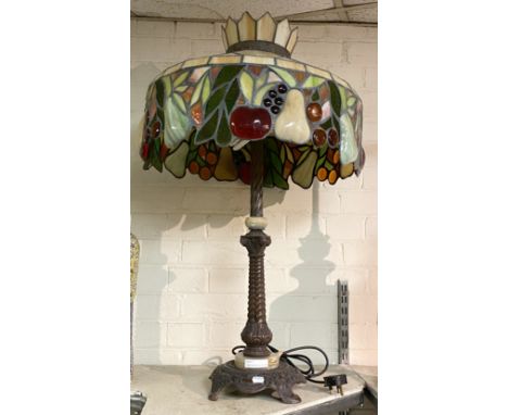 LARGE TIFFANY STYLE FRUIT LAMP - APPROX 90 CMS H
