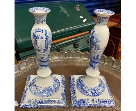 SPODE BLUE &amp; WHITE PORCELAIN CANDLESTICK