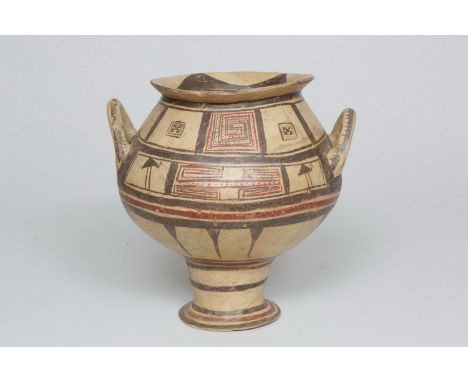 Greek, Daunian, krater, ca. 4th century BC, with depiction of geometrical lines and zoomorphic figures. Provenance Frau G. We