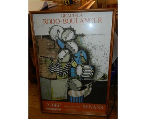 Two gallery lithographs for exhibitions by Graciela Rodo Boulanger, depicting musicians, together with a print by same artist