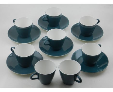 A Poole Pottery  part tea service with eight cups and six saucers.