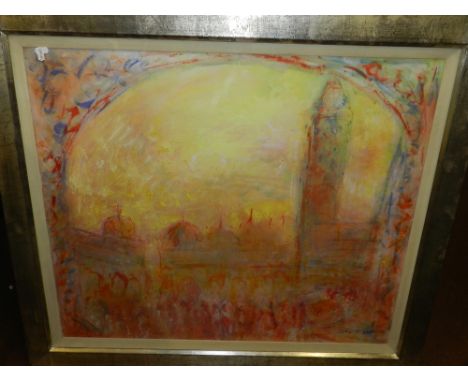 John Rosser (b.1931), 'Early Morning Light, St Mark's Sq', gouache on paper, signed lower right, H:67cm, W:78cm