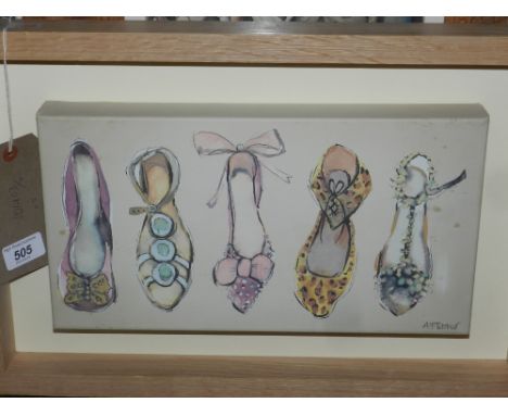 A Fletcher, Shoes, print on canvas, 32 x 48 (including box frame), together with six other works, (7).