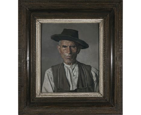 Thomas Baumgartner
1892 München - 1962 Kreuth/Tegernsee

Bauer mit Hut

R. o. signiert. Öl auf  Karton. 48,5 x 40 cm. Rahmen 