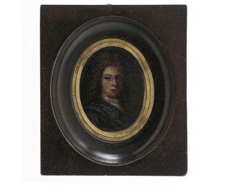 Unbekannt 18. Jh.

Bildnis eines jungen Mannes

Brustbild nach rechts. Öl auf  Metall. 7,8 x 6,1 cm (im Oval). Holzrahmen mit