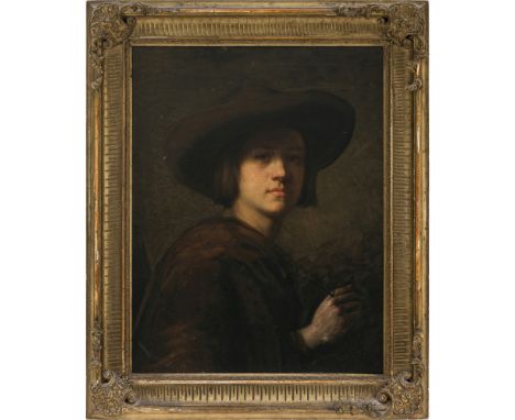 Laroche (Amand Laroche, 1826 St-Cyr-lEcole - 1903 Paris, ?) um 1850

Bildnis eines jungen Mannes mit braunem Hut

Brustbild n