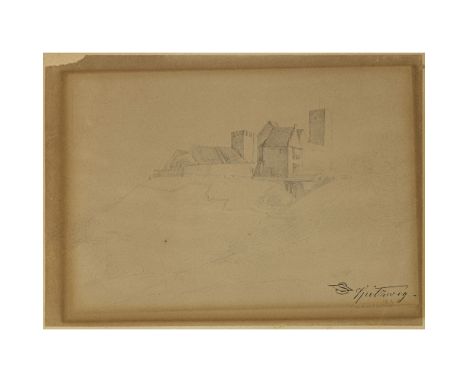 Carl Spitzweg
1808 München - 1885 ebenda

Blick auf die Burg Grünwald

R. u. Nachlass-Stempel in schwarz (Lugt 2307). Bleisti