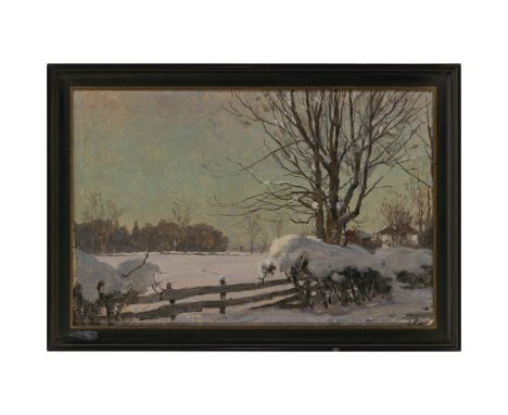 Fritz Freund
1859 Darmstadt - 1936 Miesbach

Winterlandschaft

R. u. monogrammiert F.F. Rücks. Studie "Voralpenlandschaft" so