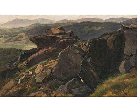 Edmund Kanoldt
1845 Großrudestedt/Thüringen - 1904 Bad Nauheim

Berglandschaft

(um 1898). R. u. signiert. Rücks. nummeriert 