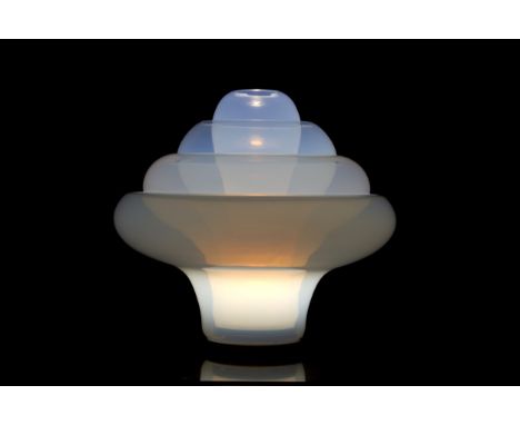 CARLO NASON (Murano 1935). Lotus LT 305 model table lamp in opaline Murano glass and metal base. MAZZEGA production. '60s. 42