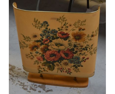 A c1950s fibreglass flat picture lamp with floral decoration, height 61cm.