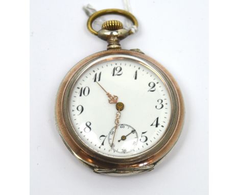 Galonne; a 1920s gentlemen's Continental silver open face pocket watch with stem-wind and nail-set ten-jewel movement, Contin