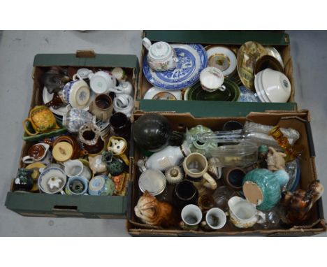 A quantity of decorative ceramics and glassware to include Wedgwood 'Wind in the Willows' collectors' plates, a Melba Ware ca