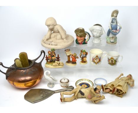 A quantity of ceramics and collectibles to include three Hummel figures, a Nao figurine of a young girl, a Royal Doulton char