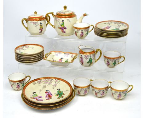 A well presented Noritake tea service comprising six cups and saucers, six sandwich plates, two larger serving plates, servin