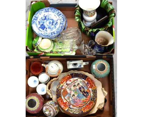 A quantity of ceramics to include Oriental ceramics, ginger jars, tea bowls, a Noritake painted and gilded plate, various Jap