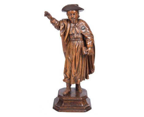 Brazilian School. Possibly Antônio Francisco Lisboa, "Aleijadinho" (Brazil, 1730/1738 - 1814)"James the Apostle" Carved boxwo