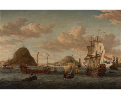 Jacobus Storck&nbsp;(Amsterdam, the Netherlands, 1641 - 1692)"Encounter of the Dutch and Portuguese navies"Oil on canvas. Rel