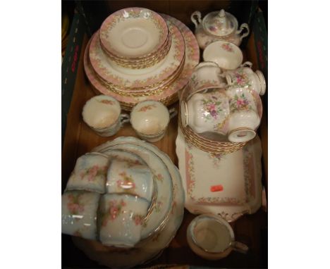 A Royal Albert bone china part tea service in the Serenity pattern, together with a Victorian part tea service 