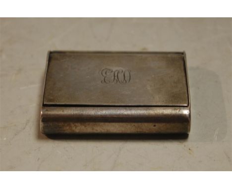 A late Victorian silver vesta of plain rectangular form, having unusual patented action and monogrammed IHB, maker Thomas Joh