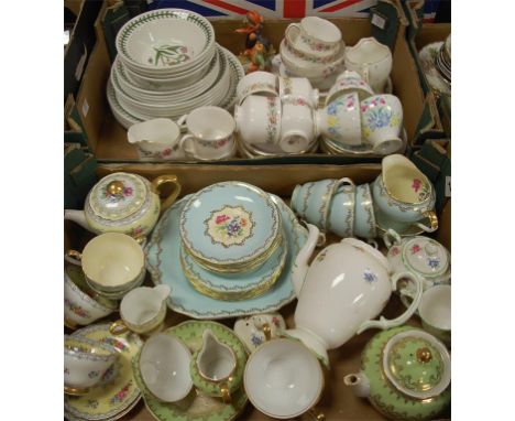 Three boxes of miscellaneous china to include; Masons Mandalay Hydra-jug, Portmeirion Botanic Garden pattern tablewares, and 