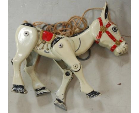 A mid-20th century painted metal Muffin the Mule childs toy puppet