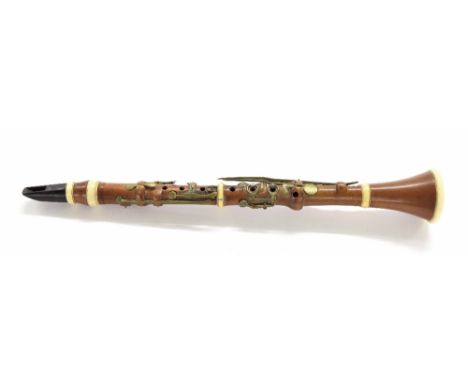 19th century English twelve keyed (one missing) boxwood and ivory mounted clarinet by and stamped Key, London