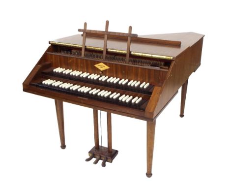 William De Blaise double manual walnut framed harpsichord