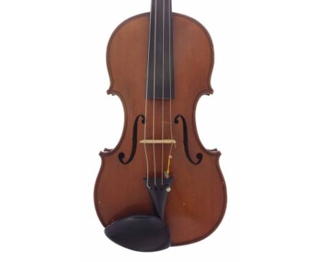 French violin labelled Francois Barzoni, ? Bateau Bierry, 1886, the two piece back of medium curl with similar wood to the si