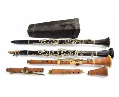 Five-keyed boxwood clarinet in C by Goulding &amp; Co., London, c1820, ivory mounts, brass keys, barrel and mouthpiece absent