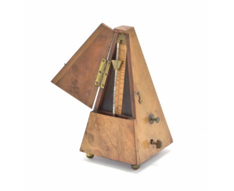 Metronome by Maelzel, London, retailed by Keith Prowse & Co., London, boxwood scale, walnut case