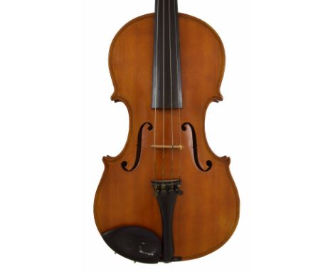 Good Swedish violin by and labelled Gustaf Ekstrand, Stockholm 1928, the two piece back of faint medium curl with similar woo