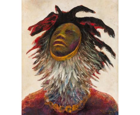 GUILLERMO MEZA (MEXICAN 1917-1997)Yo, Sacerdote del Viento, 1964oil on canvas70.5 x 60 cm (27 3/4 x 23 5/8 in.)signed and dat