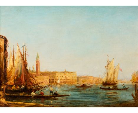 ADOLPHE BACHMANN (SWISS 1863-1956)The Grand Canal, oil on canvas46 x 61 cm (18 1/8 x 21 in.)signed lower right; old label fro