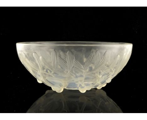 Rene Lalique, a Gui opalescent glass bowl, model 3223, designed circa 1921, polished and frosted, engraved mark R Lalique, Fr