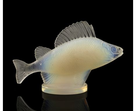 Rene Lalique, a Perche opalescent glass car mascot, model 1158, designed circa 1929, polished and frosted, relief moulded mar