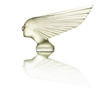 Rene Lalique, a Victoire glass car mascot, model 1147, designed circa 1928, polished and frosted, relief moulded marks R Lali