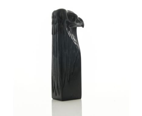 Rene Lalique, a Tete d'Aigle black glass seal, model 175, designed circa 1911, polished and frosted, engraved mark R Lalique 