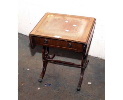 A reproduction mahogany miniature sofa table, 47cm wide