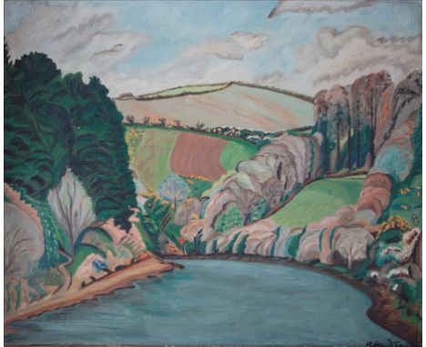 Alec Walker (British 1889-1964) An extensive river valley landscape oil on canvas, signed lower right 50 x 60cm