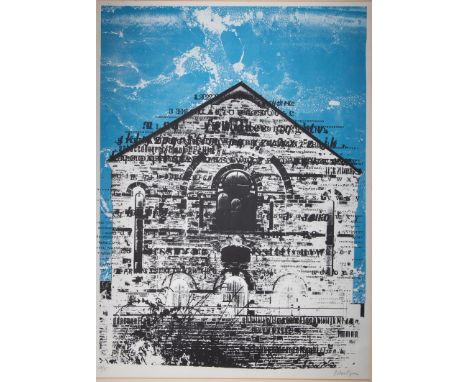 John Piper (British 1903-1992) An aspect of a Baptist Chapel overlaid with letters and numerals a lithograph, signed in penci