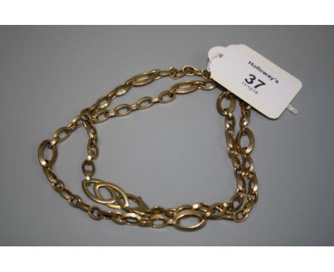 A 9ct gold fancy oval link chain, 58cm long