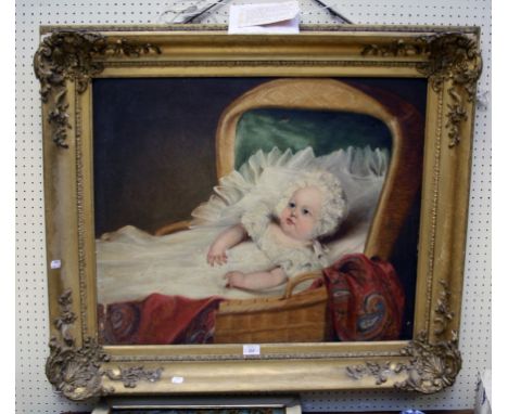 19th century English School A portrait of Mrs Mary Elizabeth Martin of Adderbury as an infant oil on canvas 62 x 74cm gilt ge
