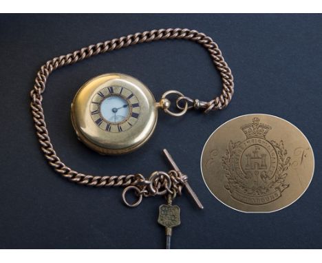 J. W. Benson, an 18ct gold cased half hunter pocket watch, the Ludgate serial number 31211, key wind to a three-quarter plate
