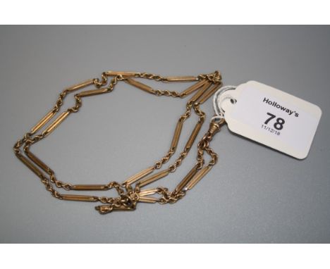 A 9ct gold fancy fetter and three link double Albert watch chain, with single clip connection