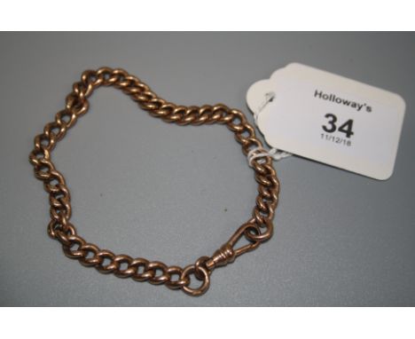 A 9ct rose gold curb pattern what chain with single clip connection