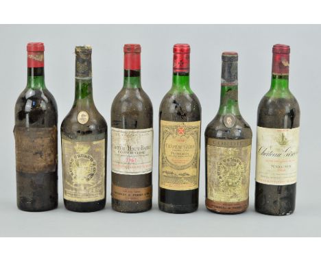 SIX BOTTLES OF FINE VINTAGE WINE, to include two bottles of Chateau Gruaud-Larose, 1964 and 1966, two bottles of Chateau Haut