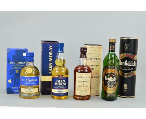 FOUR BOTTLES OF SINGLE MALT, to include a bottle of Glen Moray Speyside Single Malt Scotch Whisky, 40% vol, 70cl, fill level 