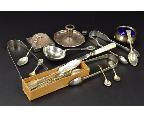 A 19TH CENTURY DANISH SILVER CHAMBERSTICK, Copenhagen 1840, mark of Assay Master Peter R. Hinnerup, height 4cm, together with