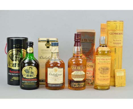 FOUR BOTTLES OF SINGLE MALT, to include a bottle of Glenmorangie Single Highland Malt Whisky, aged 10 years, 40% vol, 70cl, f